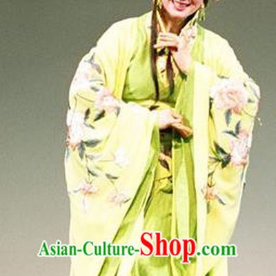Chinese Shaoxing Opera Imperial Consort Green Dress Costumes Apparels and Headpieces Hedda or Aspiration Sky High Yue Opera Hua Tan Actress Garment