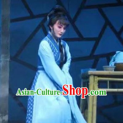 Chinese Shaoxing Opera Country Woman Garment Dress Costumes and Headpieces Li Hua Qing Yue Opera Young Female Apparels