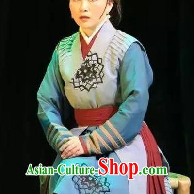Chinese Shaoxing Opera Elderly Female Costumes and Headdress He Wenxiu Yue Opera Laodan Dress Country Woman Garment Apparels