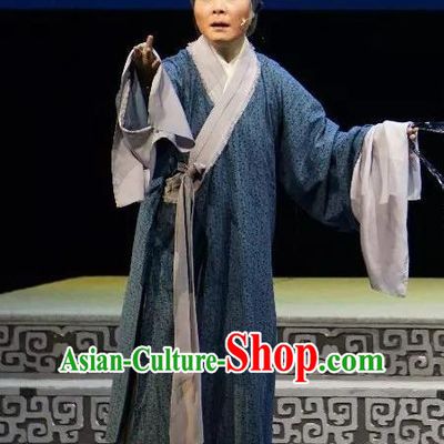 Chinese Shaoxing Opera Elderly Woman Garment Costumes and Headdress Breeze Pavilion Yue Opera Laodan Country Female Dress Apparels