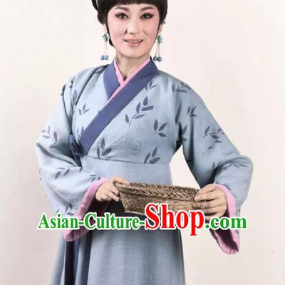 Chinese Shaoxing Opera Country Female Costumes and Headpieces A Song of The Travelling Son Yue Opera Actress Farmwife Dress Garment Apparels