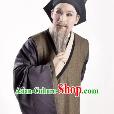 A Song of The Travelling Son Chinese Yue Opera Elderly Male Apparels Costumes and Headwear Shaoxing Opera Ministry Councillor Garment