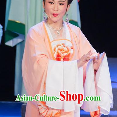 Chinese Shaoxing Opera Court Lady Pink Dress Costumes and Headpieces Palm Civet for Prince Yue Opera Actress Imperial Consort Apparels Garment