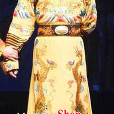 Chinese Yue Opera Eternal Love Apparels Emperor Kangxi Costumes and Headwear Shaoxing Opera Qing Dynasty Ceremonial Robe Garment