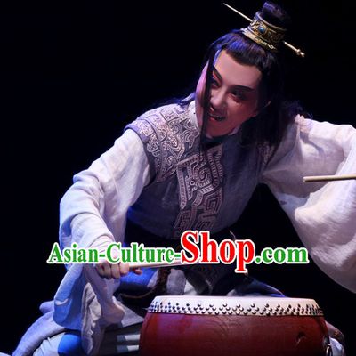Chinese Yue Opera Scholar Xiaosheng Apparels Costumes and Headpiece Shaoxing Opera King Wu Yue Young Male Prince Garment