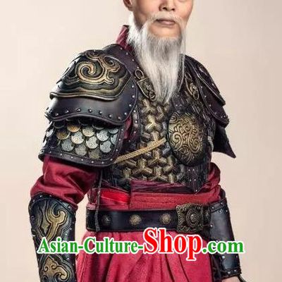 Chinese Yue Opera Laosheng Costumes and Headwear Shaoxing Opera King Wu Yue Elderly Male Garment General Kao Armor Apparels