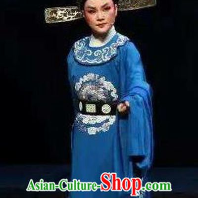 Chinese Yue Opera Scholar Costumes and Hat The Magnificent Mayor Shaoxing Opera Xiaosheng Young Male Garment Apparels Official Liu Chong Embroidered Robe