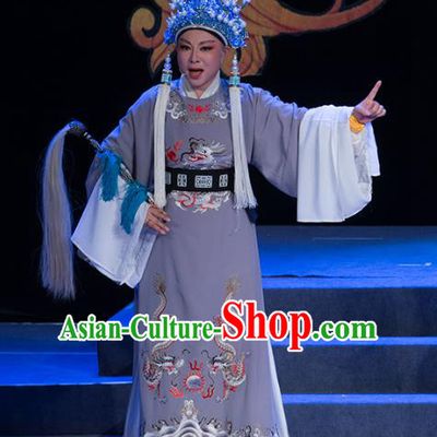 Chinese Yue Opera Man Role Costumes and Headwear Shaoxing Opera Palm Civet for Prince Garment Court Eunuch Official Robe Apparels