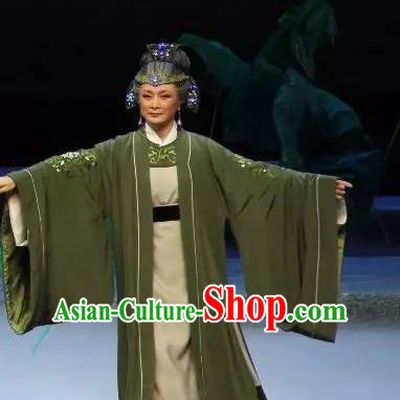 Chinese Shaoxing Opera Laodan Old Dame Dress and Headdress The Magnificent Mayor Yue Opera Elderly Female Apparels Garment Costumes