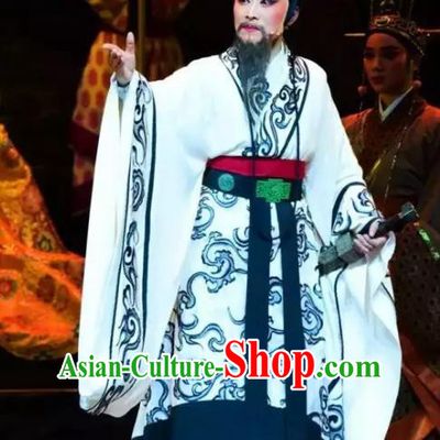 Chinese Yue Opera Official Garment Costumes and Headwear Qu Yuan Shaoxing Opera Male Role Apparels