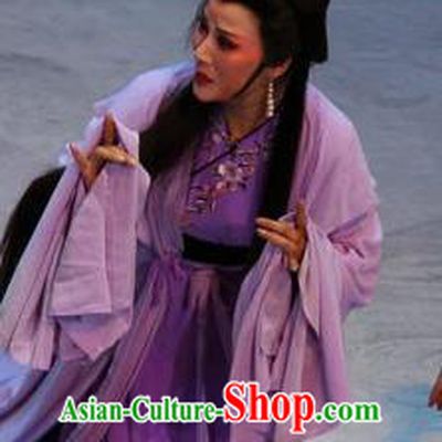 Chinese Shaoxing Opera Noble Consort Purple Dress Garment Costumes and Headdress Palm Civet for Prince Yue Opera Female Role Court Woman Apparels