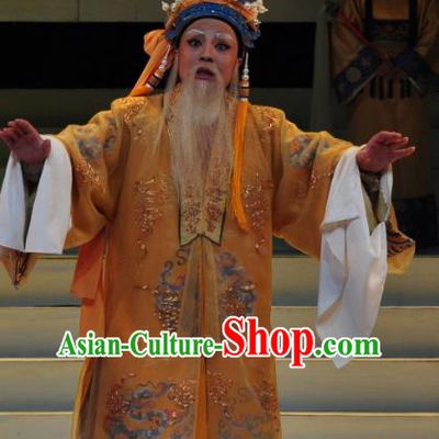 Chinese Yue Opera Elderly Male Garment Palm Civet for Prince Costumes and Headwear Shaoxing Opera Apparels Emperor Embroidered Robe