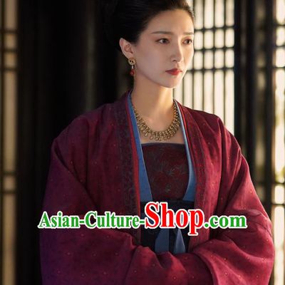 Chinese Ancient Empress Cao Danshu Garment Historical Costumes and Headpieces Drama Serenade of Peaceful Joy Song Dynasty Queen Dress Apparels