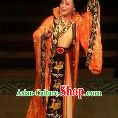 Chinese Peking Opera Queen Dou Apparels Costumes and Headpieces Han Wen Empress Yue Opera Actress Dress Garment