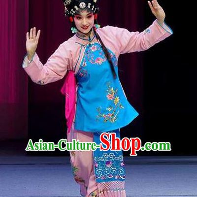 Chinese Peking Opera Young Girl Garment Costumes and Headpieces Pick Up the Jade Bracelet Yue Opera Hua Tan Dress Apparels
