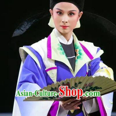 Smoky Rain Celadon Chinese Yue Opera Niche Xiaosheng Costumes and Headwear Shaoxing Opera Young Male Garment Apparels