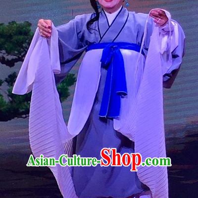 The Crimson Palm Chinese Shaoxing Opera Elderly Female Garment Apparels Costumes and Headdress Yue Opera Old Country Woman Dress