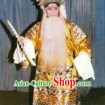 Chinese Historical Beijing Opera Old Man Apparels Zhu Lian Zhai Peking Opera Garment Costumes Emperor Ceremonial Robe and Headpiece