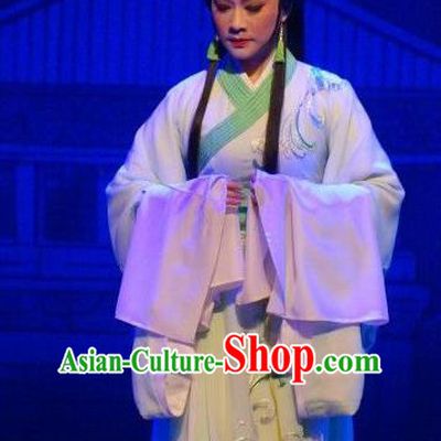 Chinese Shaoxing Opera Hua Tan Tong Que Tai Diao Chan Apparels Costumes and Headdress Yue Opera Young Beauty Dress Garment