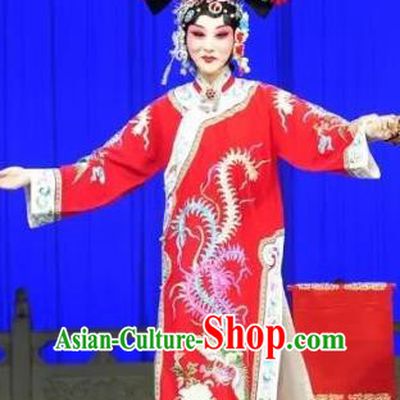 Chinese Beijing Opera Hua Tan Red Dress Costumes Zhu Lian Zhai Peking Opera Imperial Consort Apparels Garment and Headdress