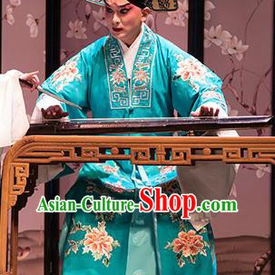 Chinese Classical Kun Opera Young Men Apparels Pipa Ji Peking Opera Niche Garment Scholar Costumes and Headwear
