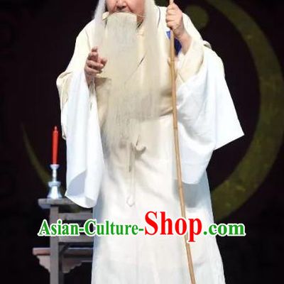 Chinese Classical Kun Opera Old Men Apparels The Story of Pipa Peking Opera Garment Elderly Male Costumes and Headwear