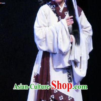 Chinese Kun Opera Distress Maiden White Dresses The Story of Pipa Peking Opera Actress Garment Apparels Costumes and Headpieces