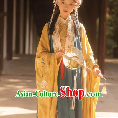 Chinese Ancient Ming Dynasty Young Lady Garment Noble Female Historical Costumes Hanfu Dress Complete Set for Women