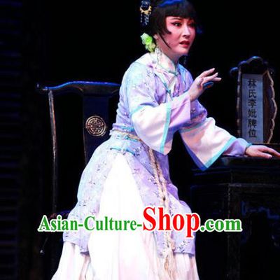 Chinese Shaoxing Opera Distress Maiden Wisp of Hemp Dress and Headpieces Yue Opera Young Woman Garment Apparels Costumes