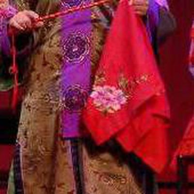 Chinese Shaoxing Opera Woman Matchmaker Wisp of Hemp Dress Apparels Costumes and Headdress Yue Opera Elderly Female Garment