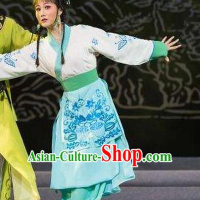 Chinese Shaoxing Opera Country Lady Actress Dress Apparels and Headpieces Yue Opera Xiaodan Zhang Guilan Costumes Garment