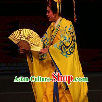 Chinese Yue Opera Emperor Liu Xun Costumes and Headwear Han Gong Yuan Shaoxing Opera Young Male Garment Apparels Ceremonial Robe