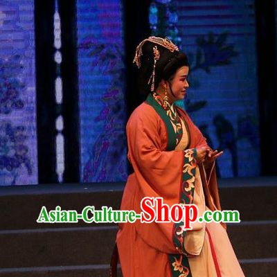 Chinese Shaoxing Opera Elderly Female Dress Costumes and Headpieces Han Gong Yuan Yue Opera Dowager Countess Garment Apparels