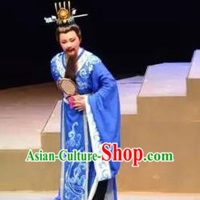 Xi Ma Qiao Chinese Yue Opera Elderly Male Costumes and Headwear Shaoxing Opera Laosheng Official Apparels Garment