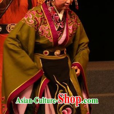Chinese Shaoxing Opera Dowager Countess Dress Garment and Headpieces Han Gong Yuan Yue Opera Elderly Female Apparels Costumes