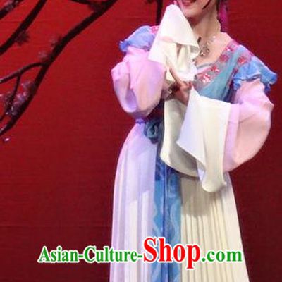 Chinese Shaoxing Opera Young Lady Dress Shuang Fei Yi Apparels Yue Opera Xiao Dan Garment Maidservant Costumes and Hair Accessories