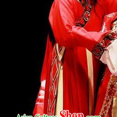 Chinese Shaoxing Opera Official Red Garment Yue Opera The Peacocks Fly To The Southeast Apparels Male Wedding Costumes and Headpieces