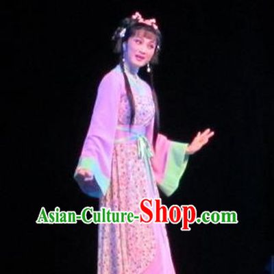 Chinese Shaoxing Opera Country Girl Li Da Dress Garment and Headpiece Bady from the Sea Yue Opera Xiaodan Apparels Costumes