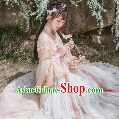 Chinese Traditional Garment Embroidered Hanfu Dress Ancient Noble Lady Historical Costumes for Women