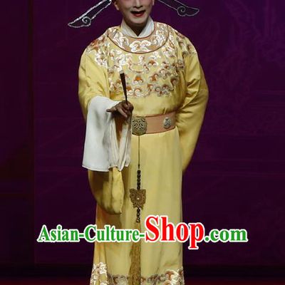 Chinese Classical Kun Opera The Purple Hairpin Young Male Apparels Peking Opera Scholar Costumes Li Yi Garment and Hat