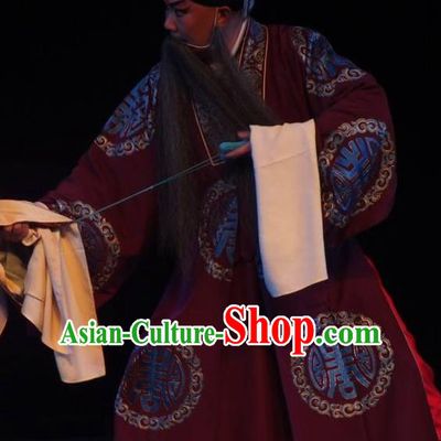 Chinese Classical Kun Opera Elderly Male Apparels Injustice of Dou E Peking Opera Landlord Costumes Garment and Headwear