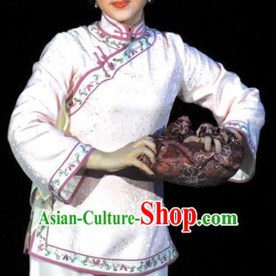 Chinese Shaoxing Opera Hua Tan Country Woman White Garment and Headpieces Sister Yuqing Yue Opera Actress Apparels Dress Costumes