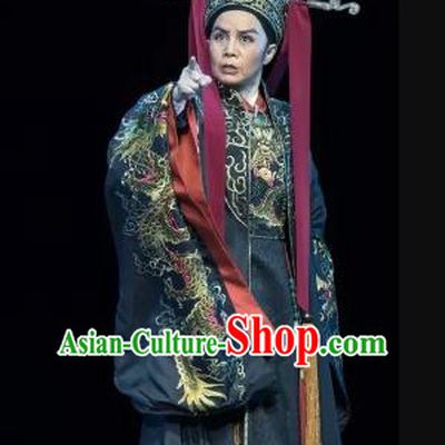 Chinese Yue Opera Eunuch Liu Jin Costumes and Headwear Shaoxing Opera Official Embroidered Robe Garment Apparels