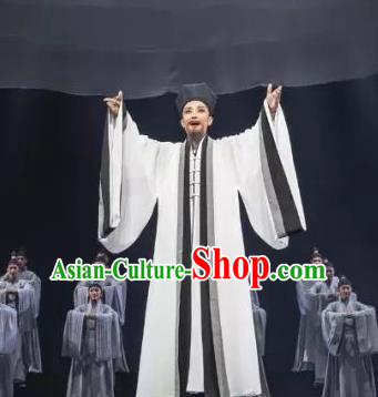 Chinese Yue Opera Laosheng Apparels and Headwear Shaoxing Opera Elderly Male Wang Yangming Garment Costumes Chinese Yue Opera Laosheng Apparels and Headwear Shaoxing Opera Elderly Male Wang Yangming Garment Costumes