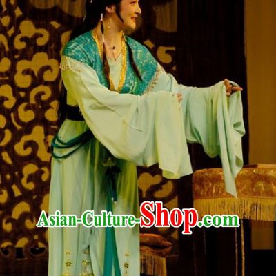 Chinese Shaoxing Opera Hua Tan Green Dress Costumes Apparels and Headdress Empress Remarry Yue Opera Noble Lady Gao Yunlan Garment