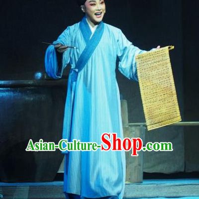 Su Qin Chinese Yue Opera Poor Scholar Garment and Headwear Shaoxing Opera Young Male Xiaosheng Apparels Costumes