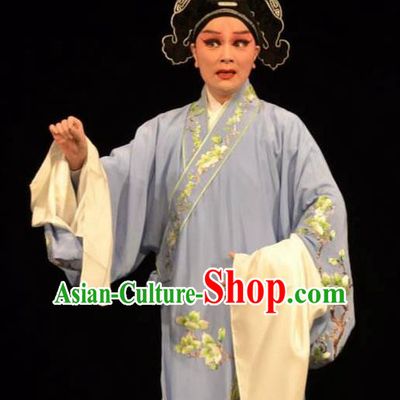 Chinese West Wing to Remember Classical Kun Opera Young Male Garment and Hat Peking Opera Xiao Sheng Yu Shuye Apparels Costumes