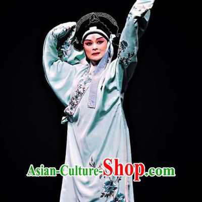 West Wing to Remember Chinese Classical Kun Opera Costumes Garment and Hat Peking Opera Xiao Sheng Apparels Young Male Blue Robe