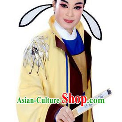 Lu Yu Wen Cha Chinese Yue Opera Xiaosheng Young Male Costumes Apparels and Headwear Shaoxing Opera Niche Scholar Garment