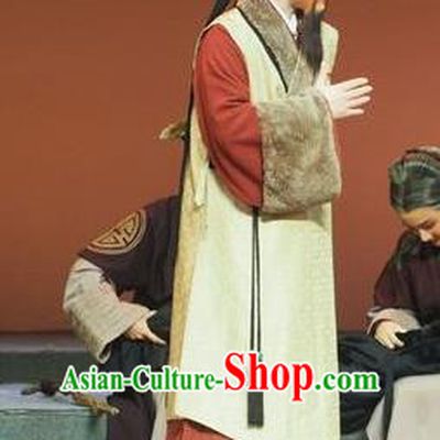 Su Qin Chinese Yue Opera Elderly Male Garment and Headwear Shaoxing Opera Laosheng Apparels Costumes Ministry Councillor Clothing